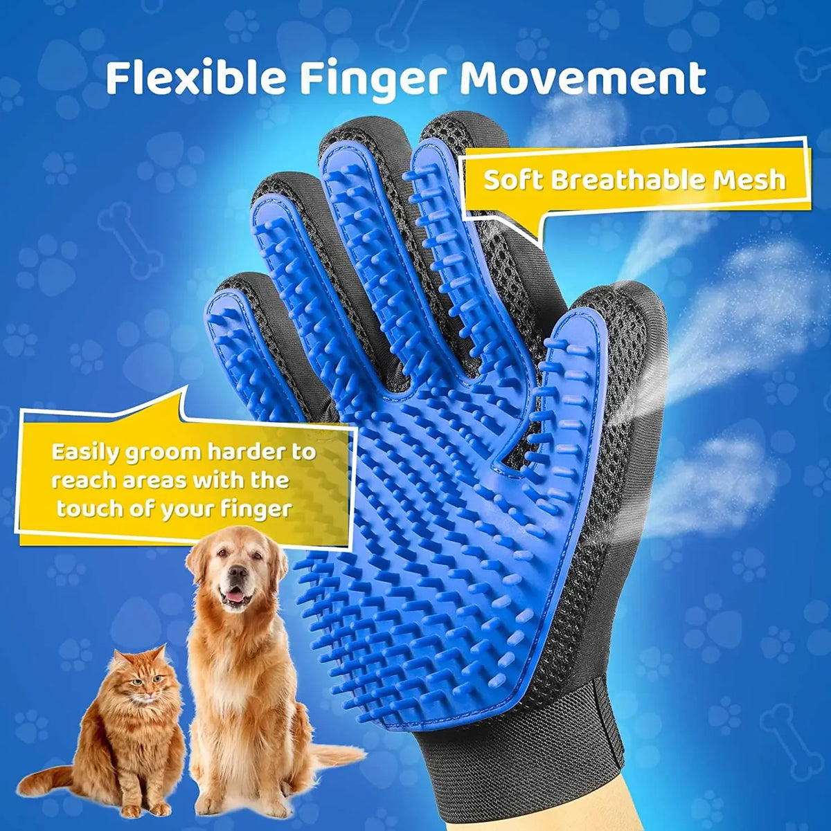 VELORA™ Pet Grooming Glove – Gentle Hair Remover Mitt for Dogs & Cats