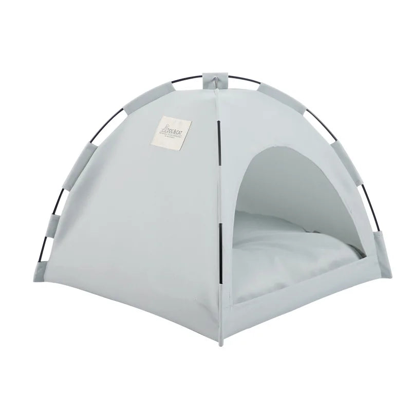 VELORA™ Canvas Pet Tent Bed – Semi-Enclosed Cat & Dog House