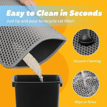 VELORA™ Double Layer Cat Litter Mat – Waterproof & Non-Slip