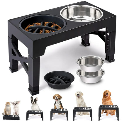 VELORA™ Elevated Dog Feeder – Adjustable Stand with Steel Bowls