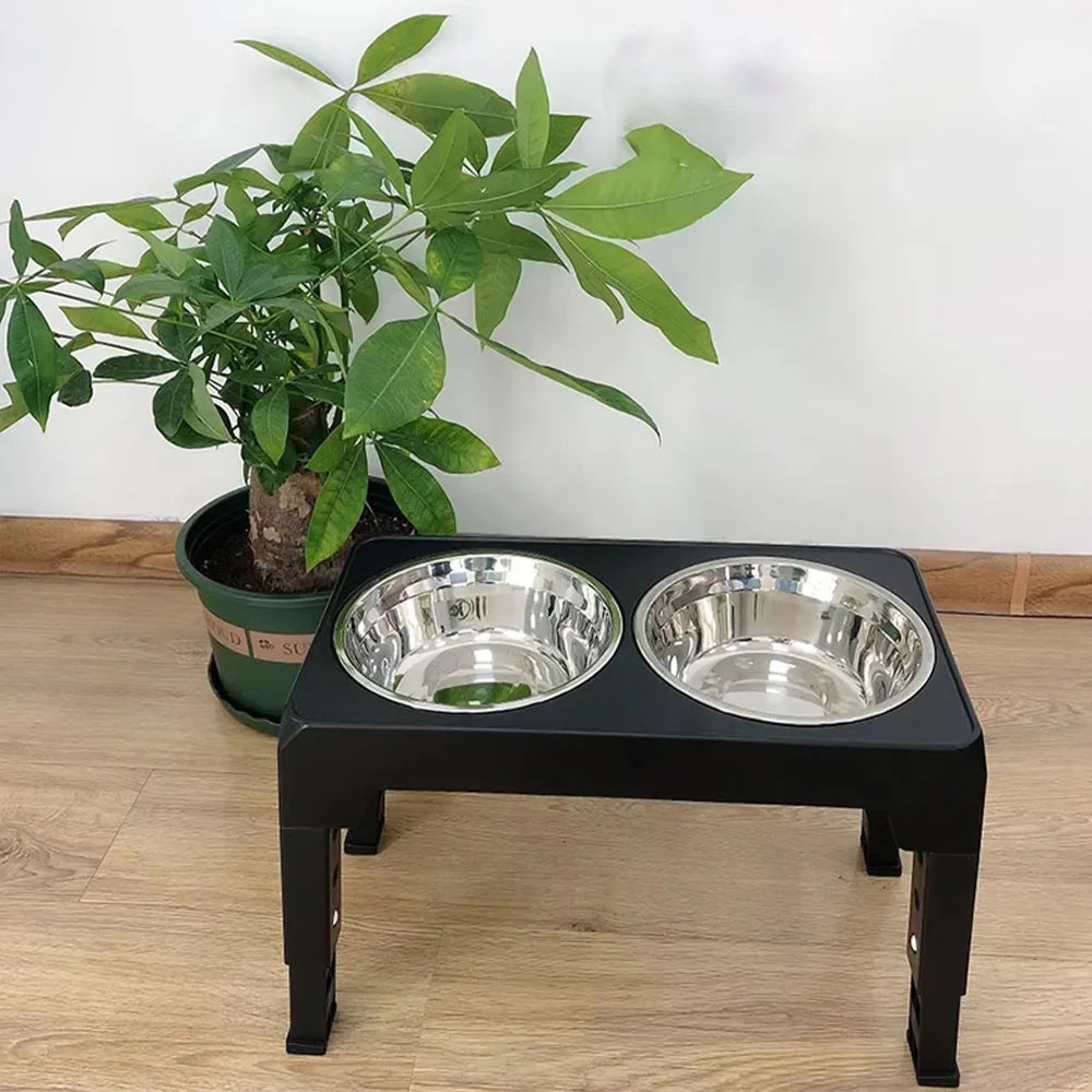 VELORA™ Elevated Dog Feeder – Adjustable Stand with Steel Bowls