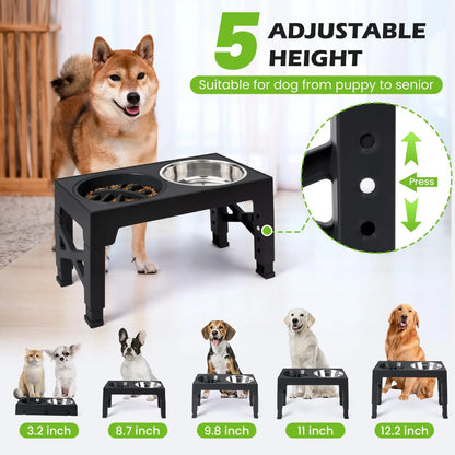 VELORA™ Elevated Dog Feeder – Adjustable Stand with Steel Bowls