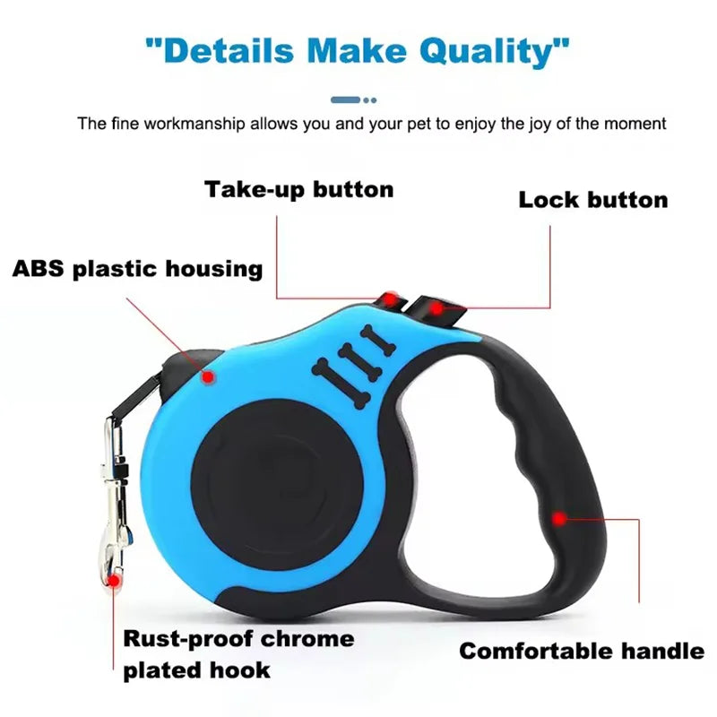 VELORA™ Nylon Braided Retractable Dog Leash – Hiking & Walking