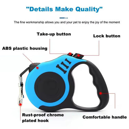 VELORA™ Nylon Braided Retractable Dog Leash – Hiking & Walking